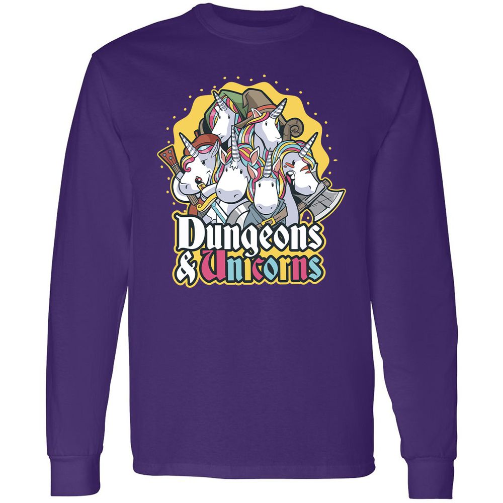 Dungeons And Unicorns Long Sleeve T-Shirt - Purple - 13
