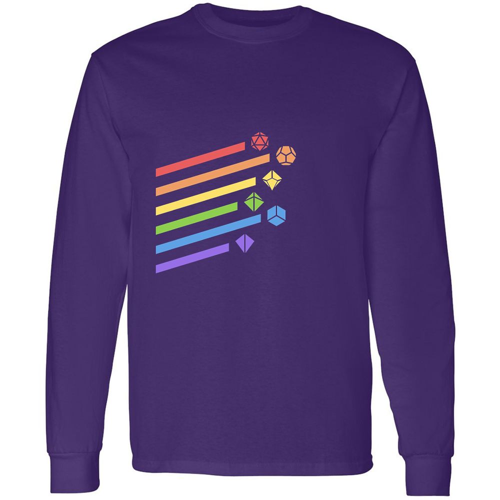 Rainbow Dice Set Long Sleeve T-Shirt - Purple - 13