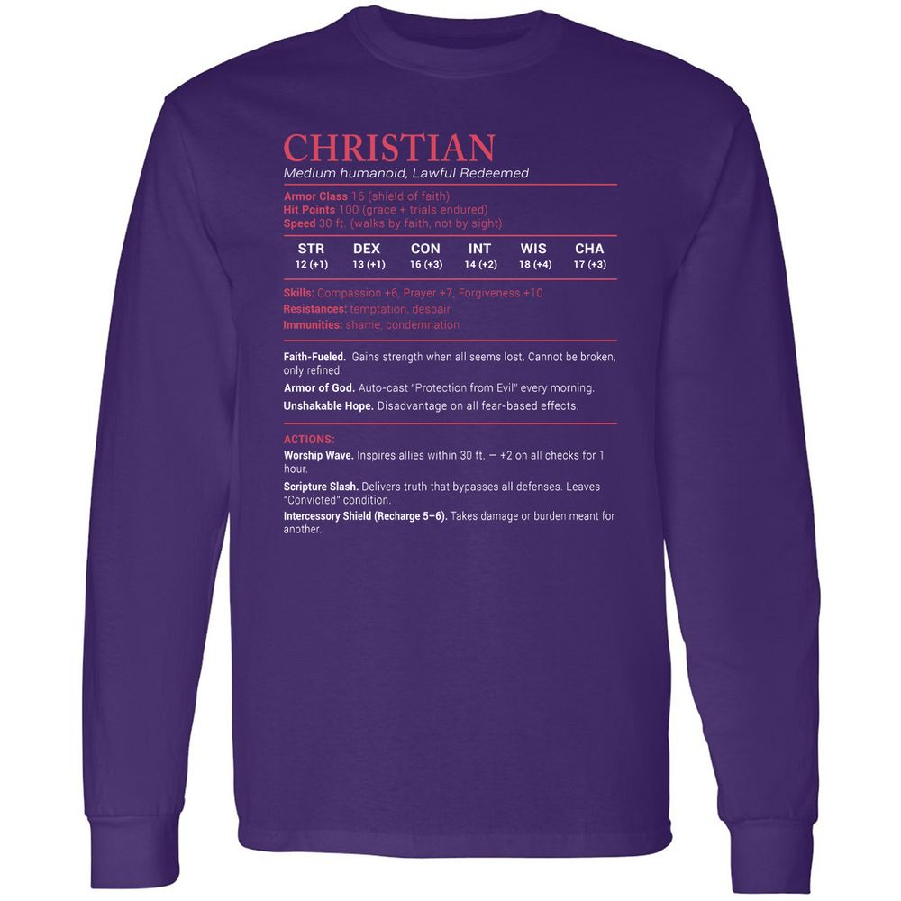 Christian Stats Long Sleeve T-Shirt - Purple - 13