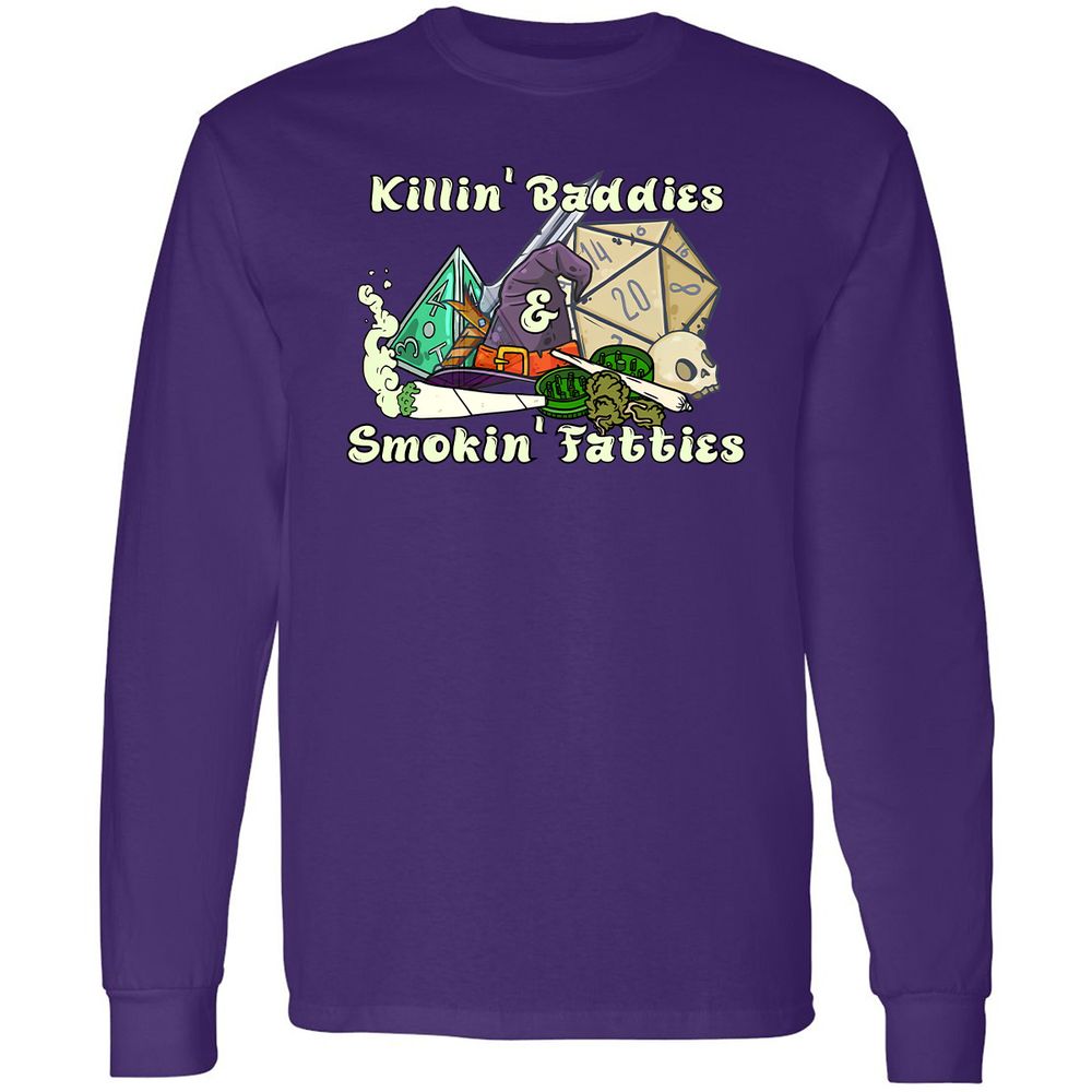 Killin' Baddies Smokin' Fatties Long Sleeve T-Shirt - Purple - 13