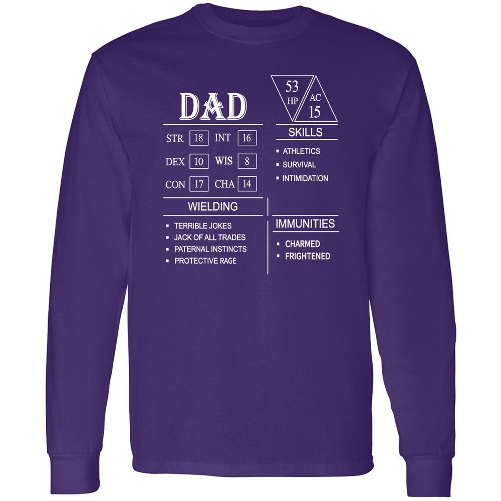 Dad Stat Block Long Sleeve T-Shirt - Purple - 13