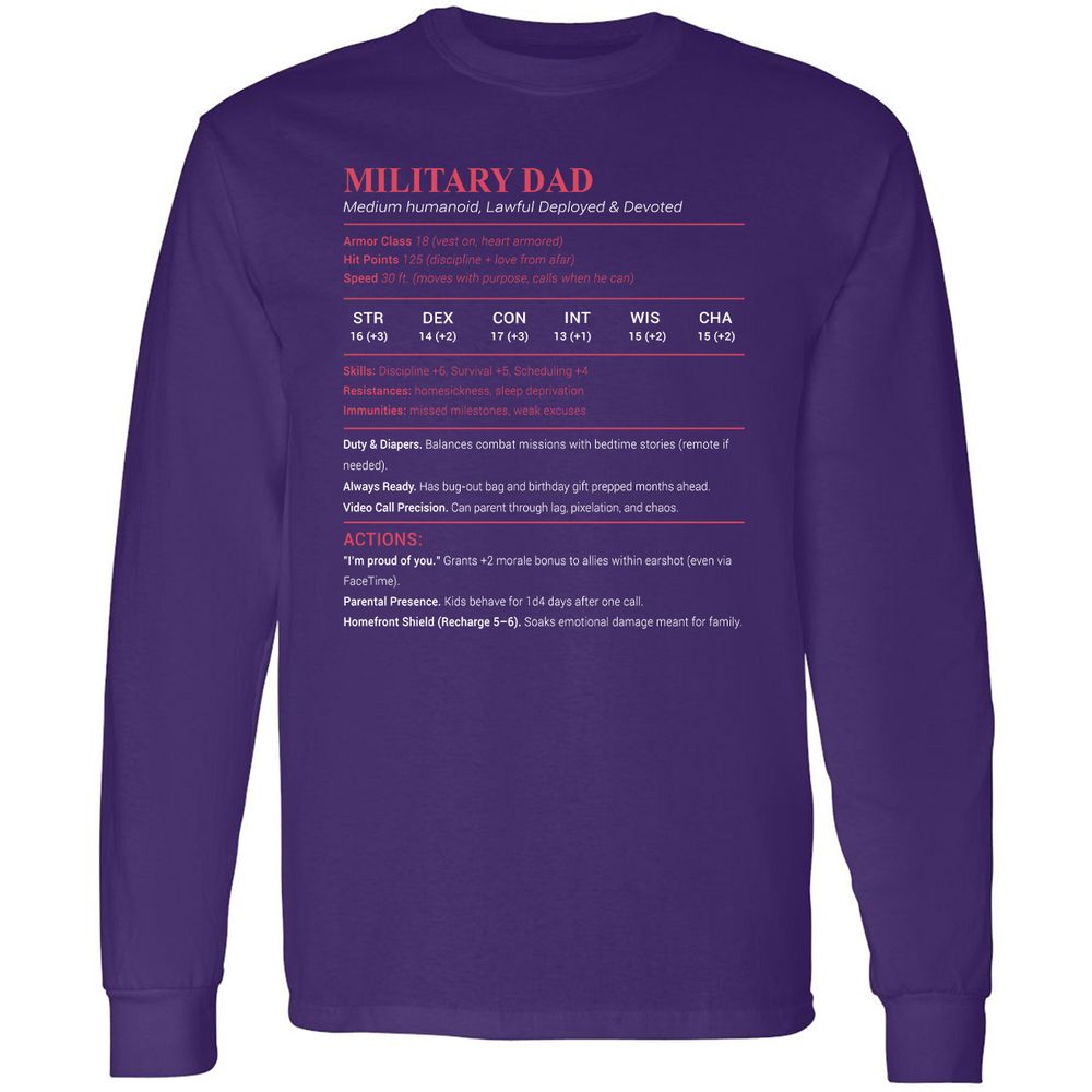 Military Dad Long Sleeve T-Shirt - Purple - 13