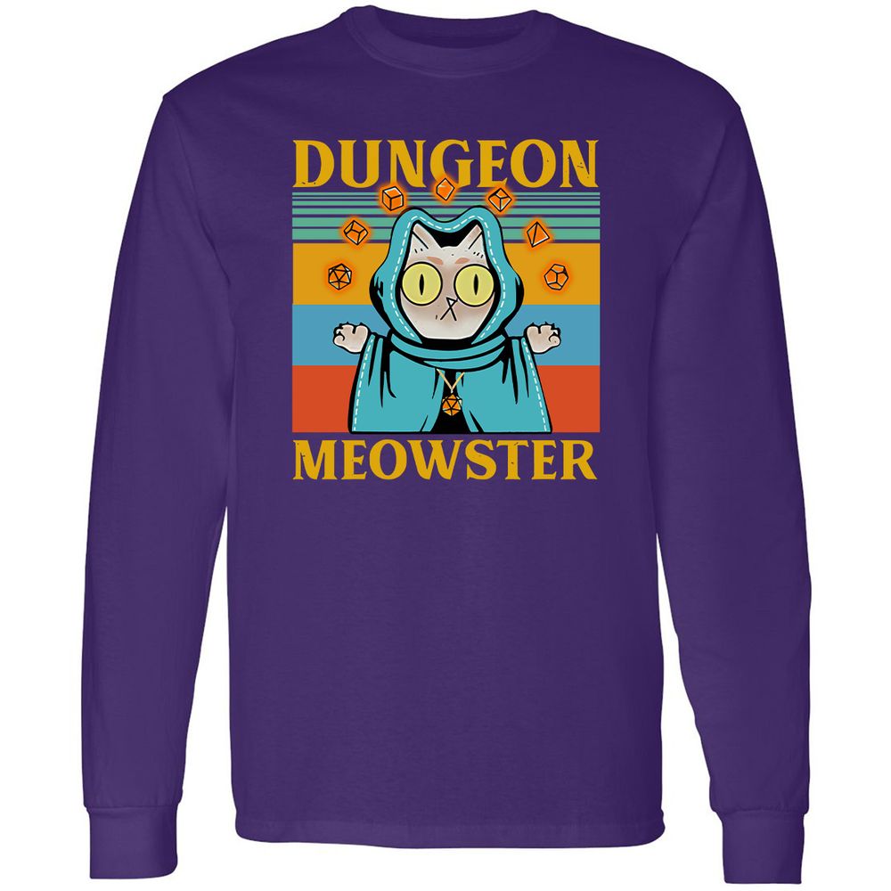 Dungeon Meowster Long Sleeve T-Shirt - Purple - 13