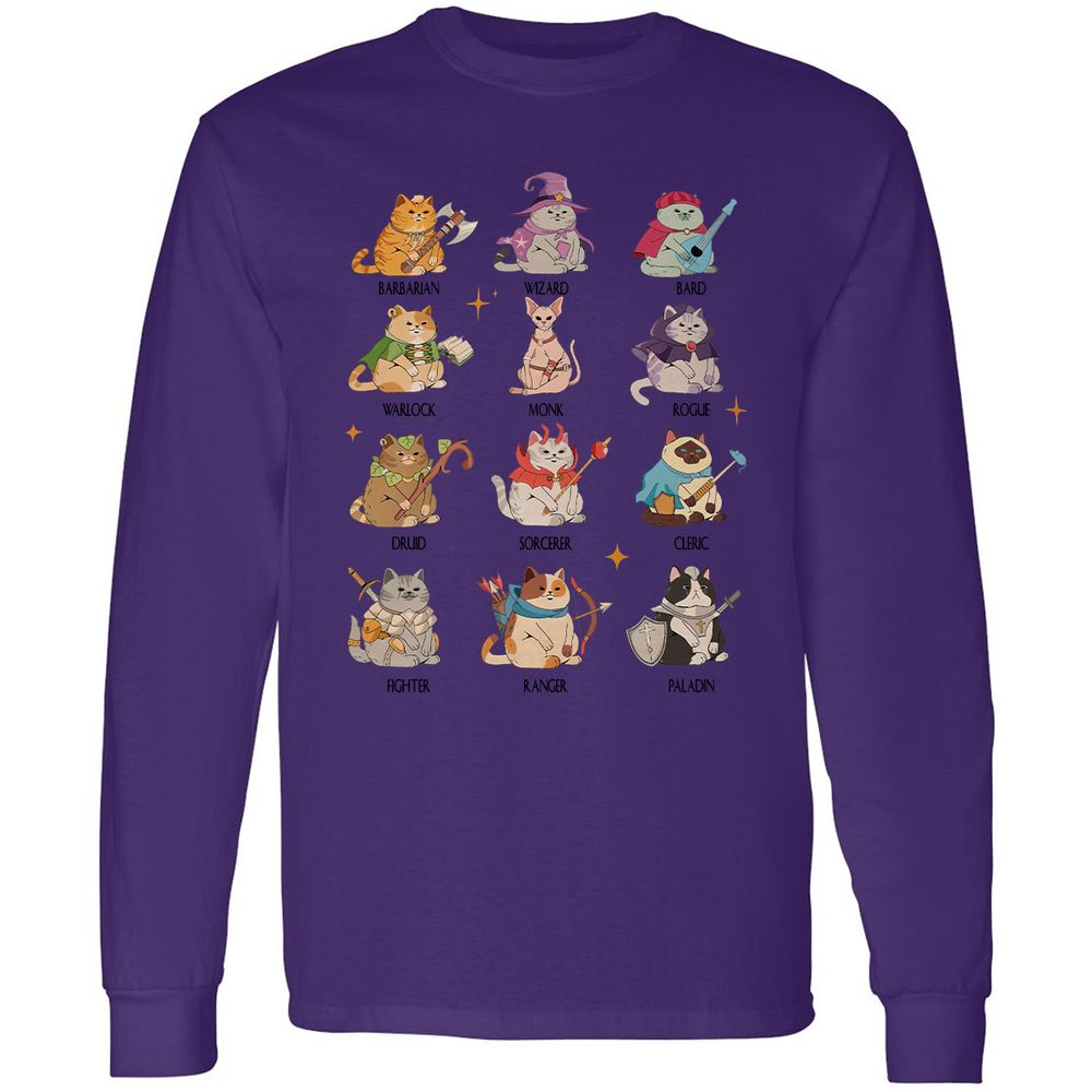 Dungeons And Cats Long Sleeve T-Shirt - Purple - 13