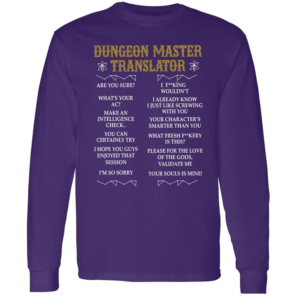Dungeon Master Translator Long Sleeve T-Shirt - Purple - 13
