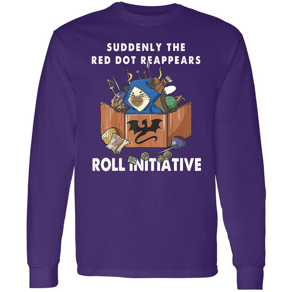 Suddenly The Red Dot Reappears Roll Initiative Long Sleeve T-Shirt - Purple - 13