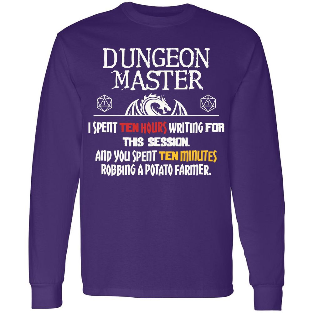 Dungeon Master Chaos Meme Long Sleeve T-Shirt - Purple - 13