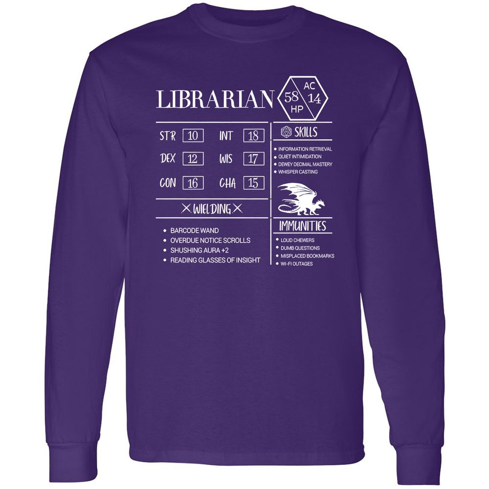 Librarian New Long Sleeve T-Shirt - Purple - 13