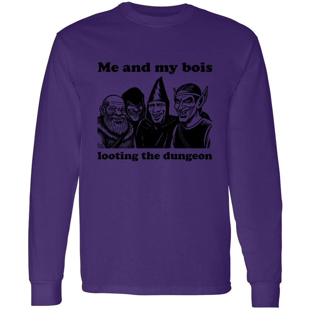 Me and my bois looting the dungeon Long Sleeve T-Shirt - Purple - 13