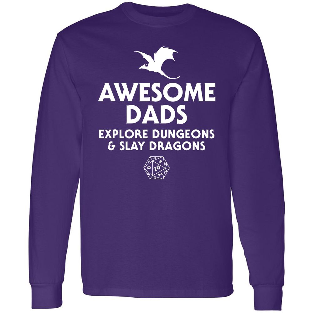 Awesome Dads Slay Dragons Long Sleeve T-Shirt - Purple - 13