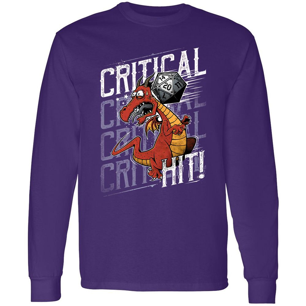 Funny Dragon Critical Hit Long Sleeve T-Shirt - Purple - 13