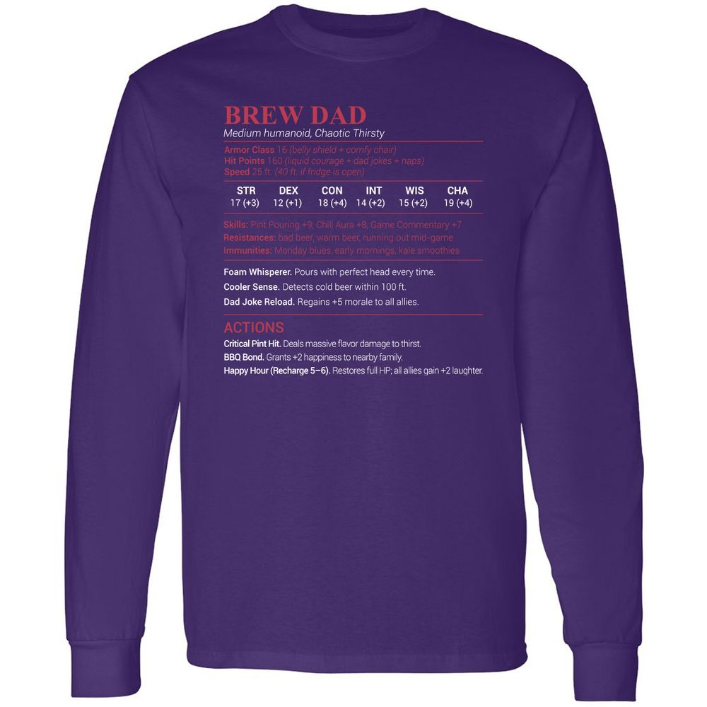 Brew Dad Long Sleeve T-Shirt - Purple - 13