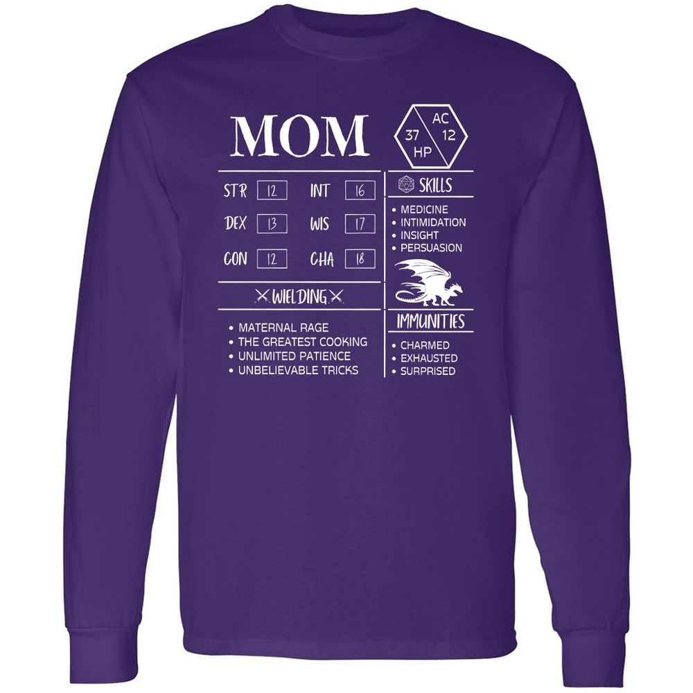 Mom Stats 2 Long Sleeve T-Shirt - Purple - 13