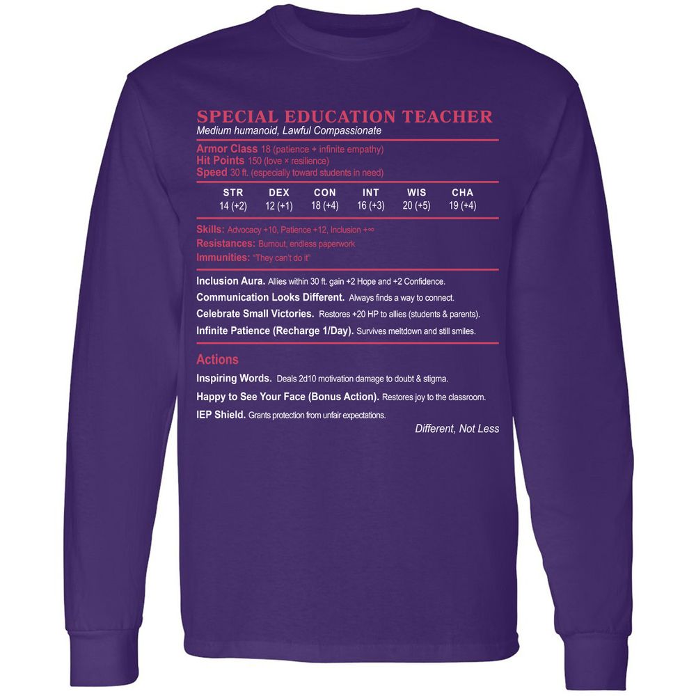 Special Education Teacher Long Sleeve T-Shirt - Purple - 13