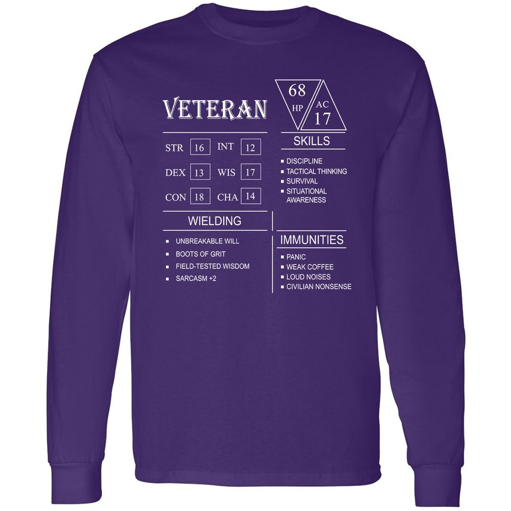 Veteran New Long Sleeve T-Shirt - Purple - 13