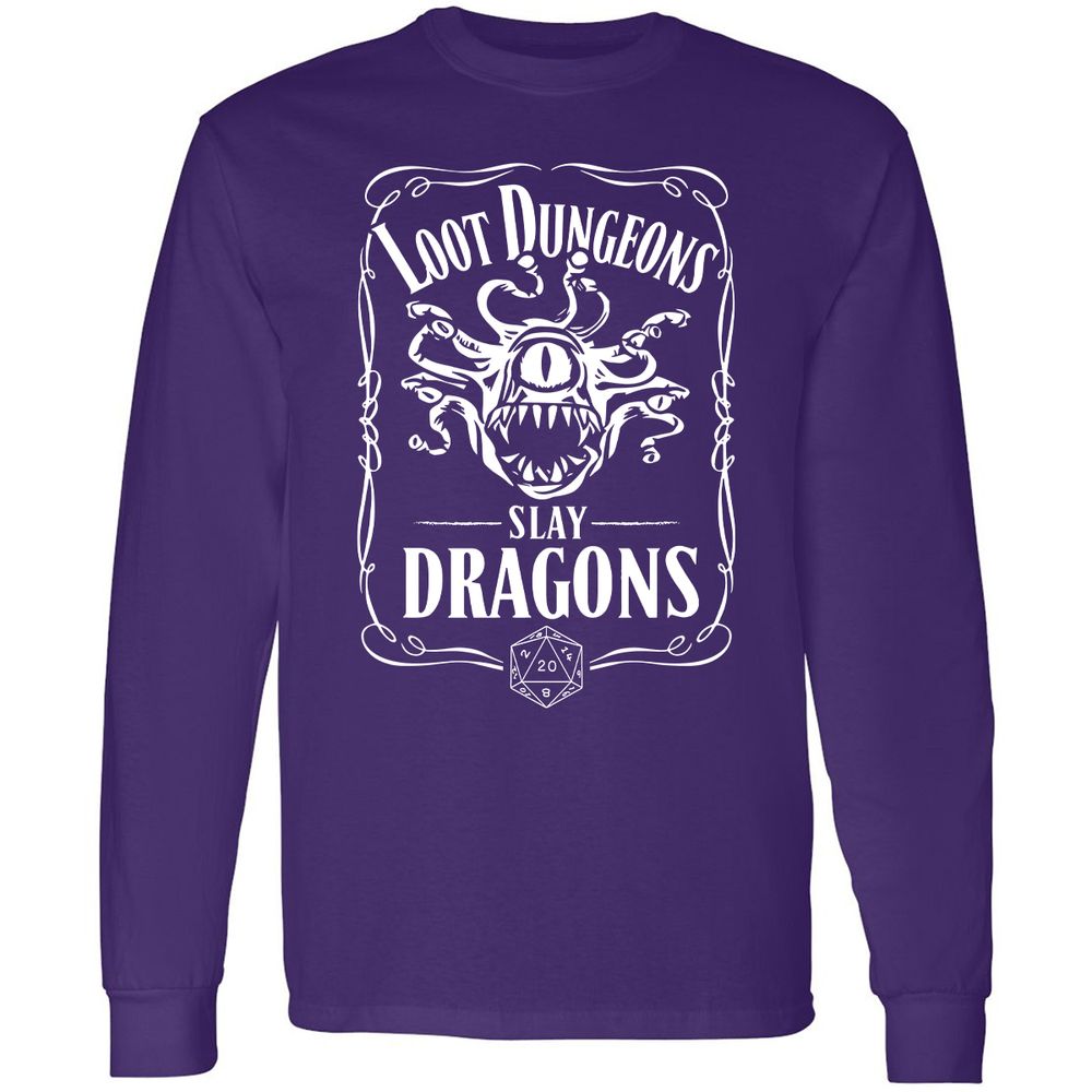 Loot Dungeon Slay Dragons Long Sleeve T-Shirt - Purple - 13