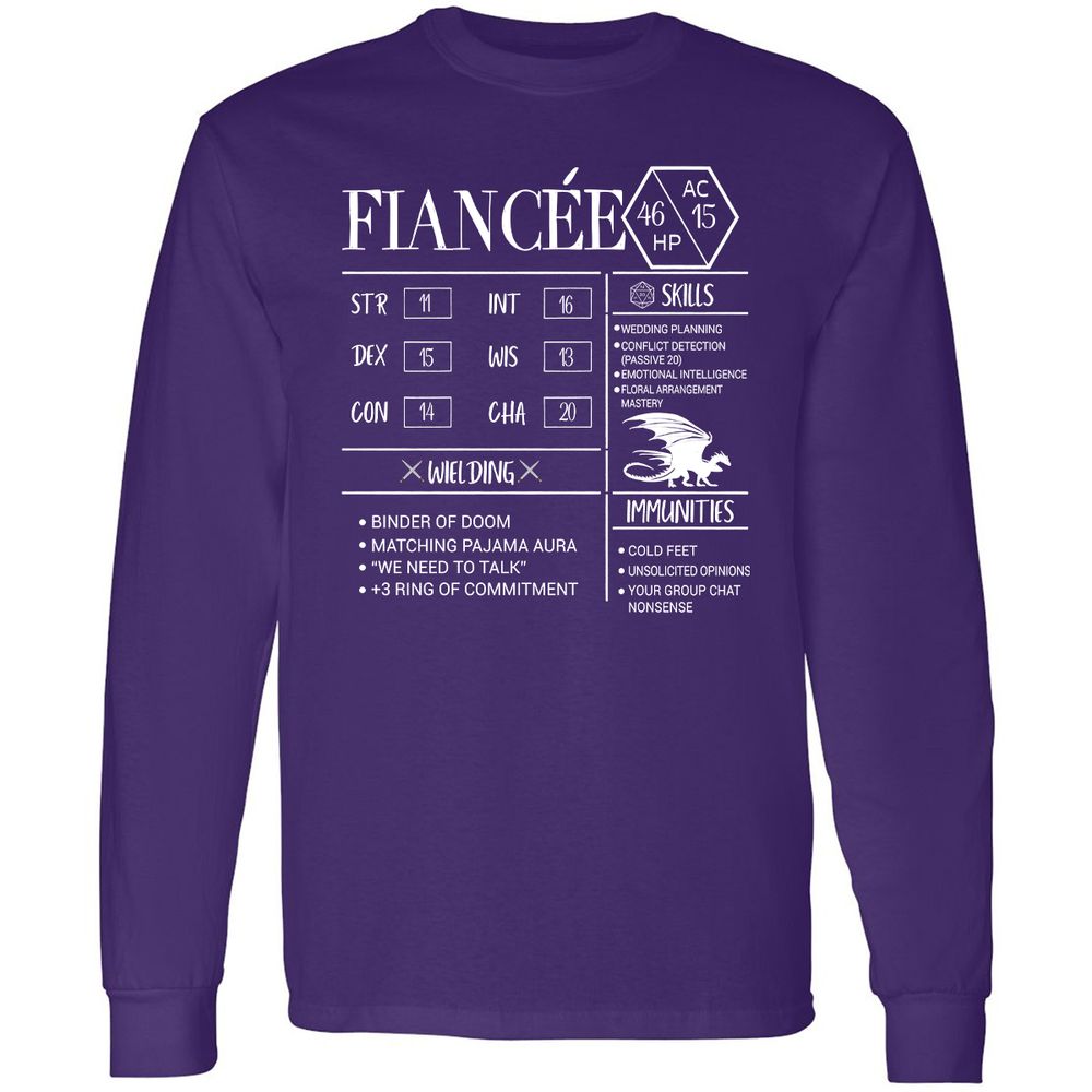 Fiancee Stats Long Sleeve T-Shirt - Purple - 13
