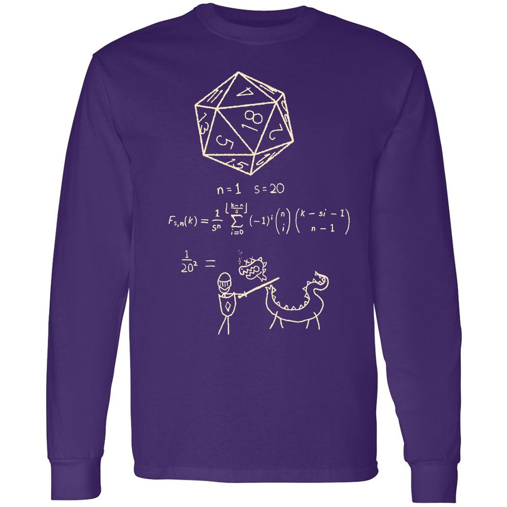 Science Of20 Sided Dice Long Sleeve T-Shirt - Purple - 13