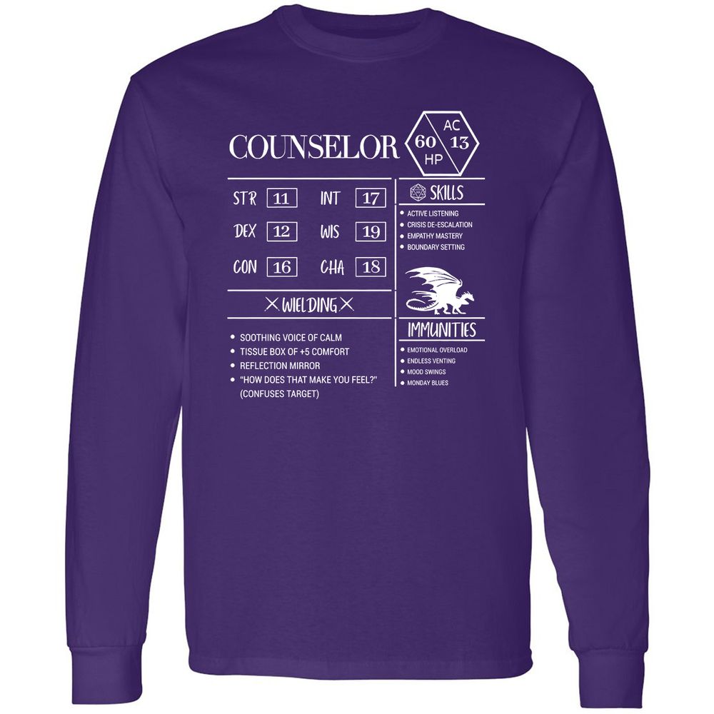 Counselor New Long Sleeve T-Shirt - Purple - 13