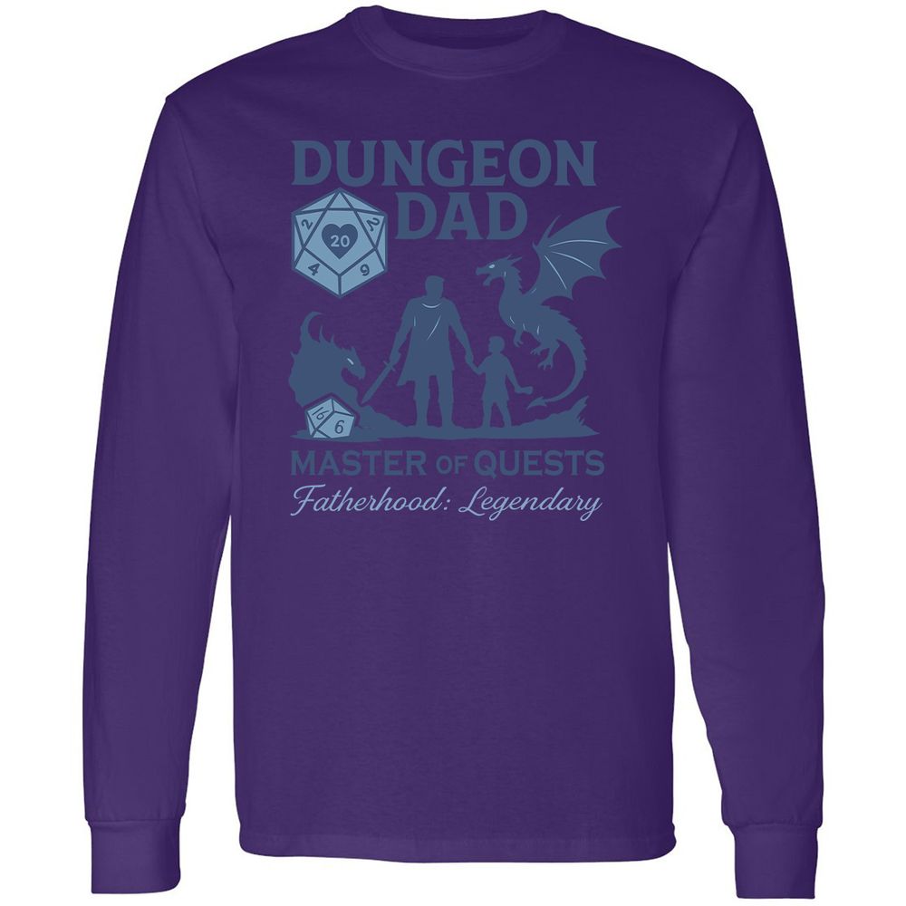 Dungeon Dad Master Of Quests Long Sleeve T-Shirt - Purple - 13