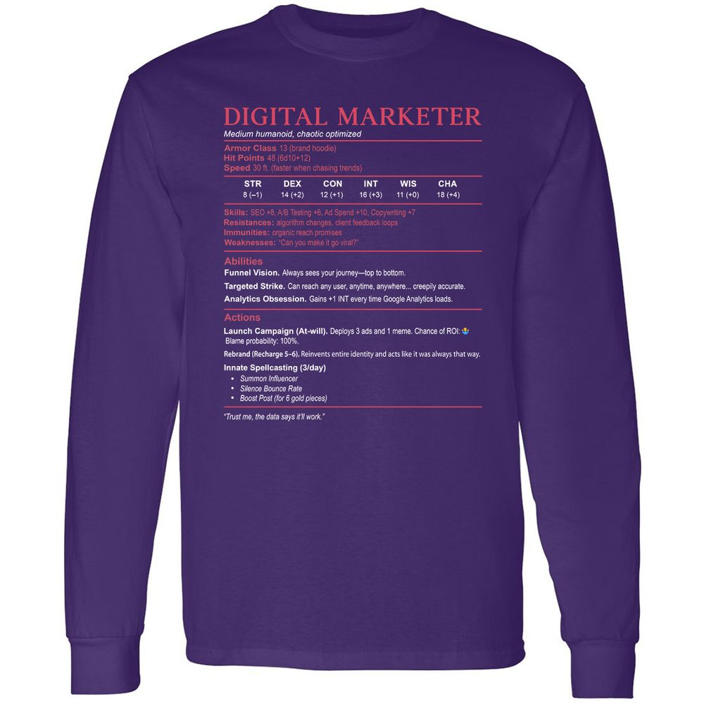 Digital Marketer Stats Long Sleeve T-Shirt - Purple - 13