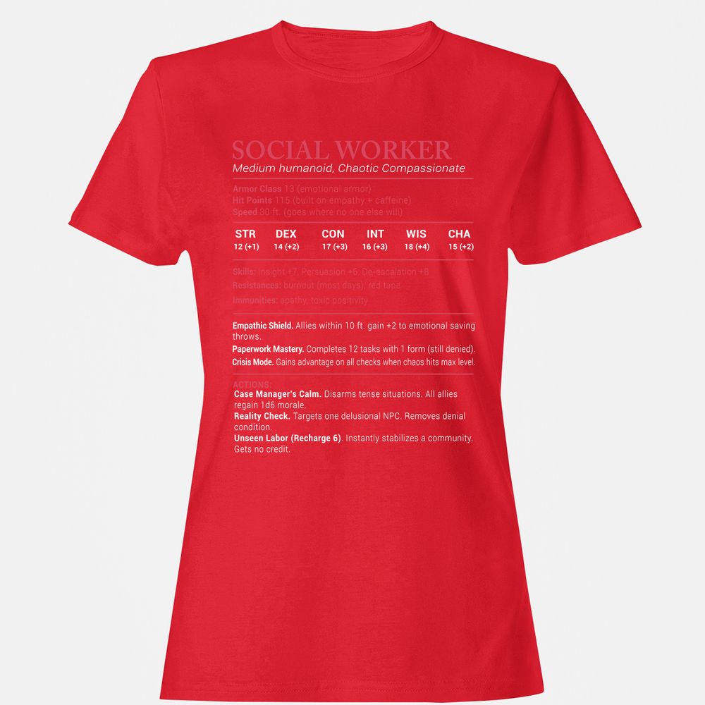 Social Worker Stats Women's T-Shirt - Red - 13