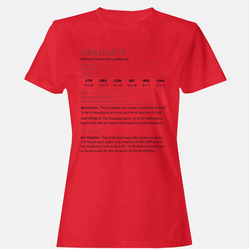 Graduate Stats Women's T-Shirt - Red - 13