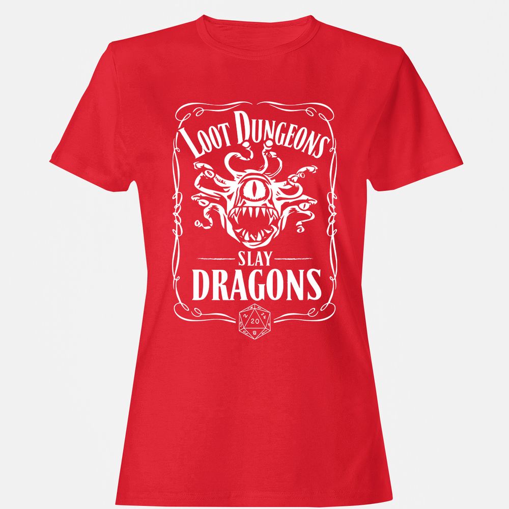 Loot Dungeon Slay Dragons Women's T-Shirt - Red - 13