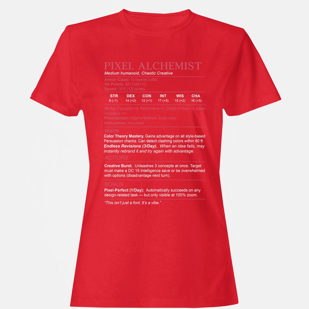 Designer Stats (Pixel Alchemist) Women's T-Shirt - Red - 13
