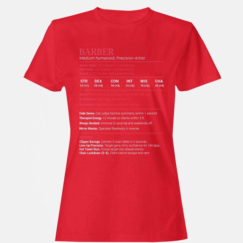 Barber Stats Women's T-Shirt - Red - 13