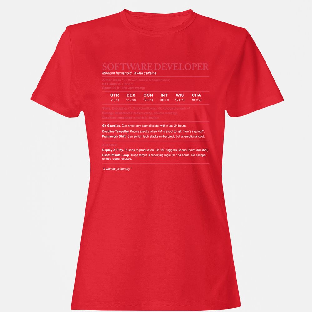 Software Developer Stats Women's T-Shirt - Red - 13