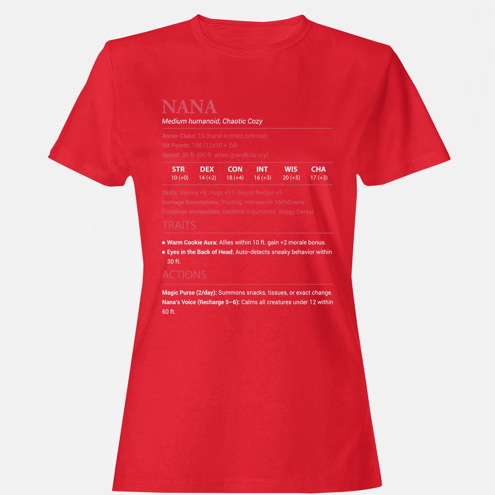 Nana Stats Women's T-Shirt - Red - 13