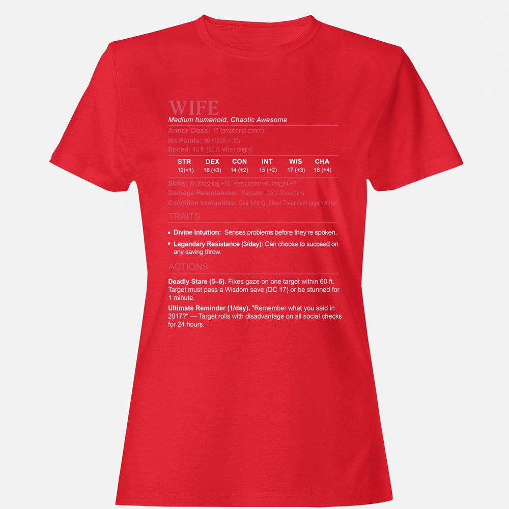 Wife Stats Women's T-Shirt - Red - 13