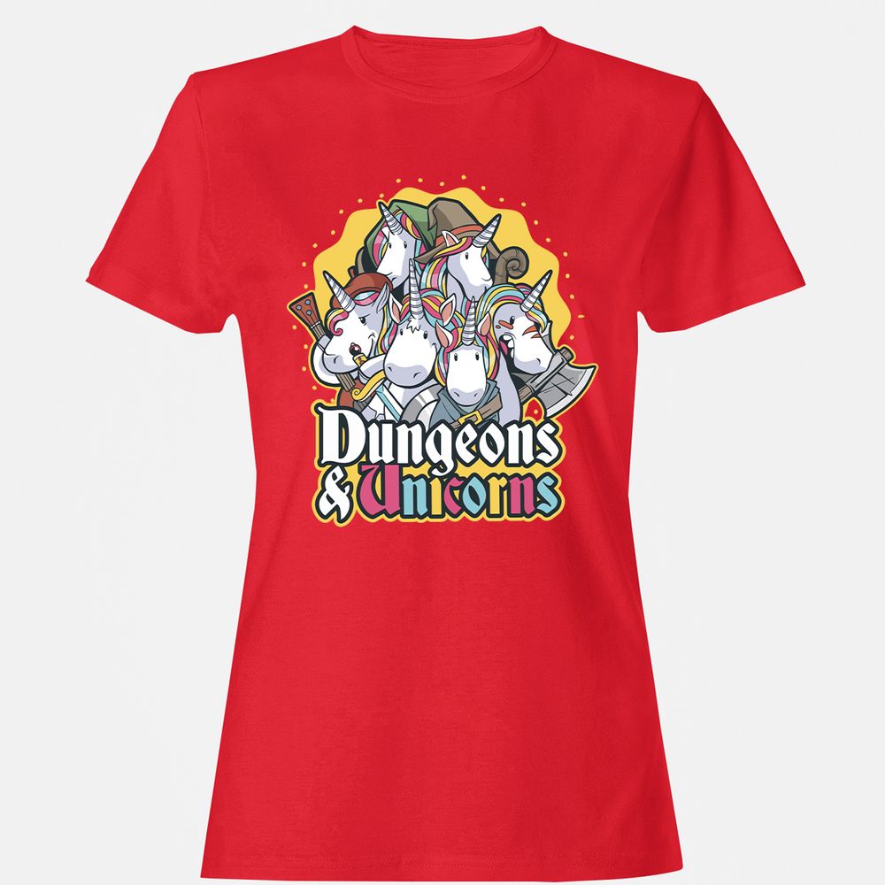 Dungeons And Unicorns Women's T-Shirt - Red - 13