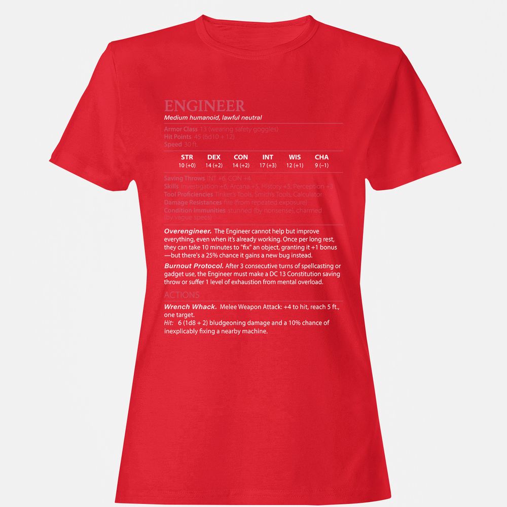 Engineer Stats Women's T-Shirt - Red - 13