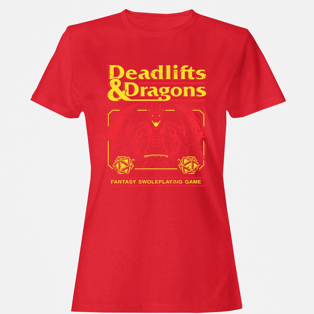 Deadlifts And Dragons Women's T-Shirt - Red - 13