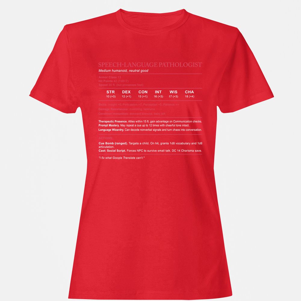 Speech Language Pathologist Stats Women's T-Shirt - Red - 13
