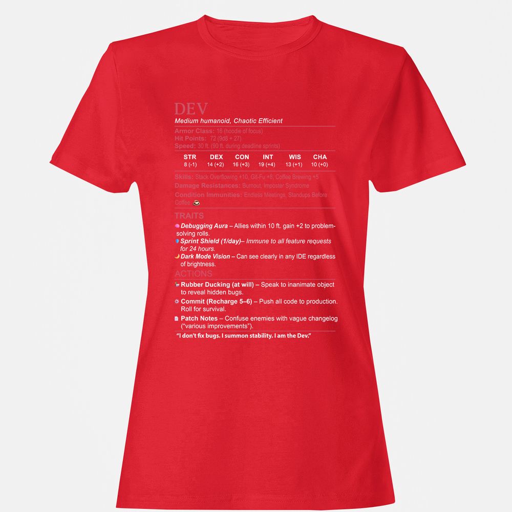 DEV Stats Women's T-Shirt - Red - 13