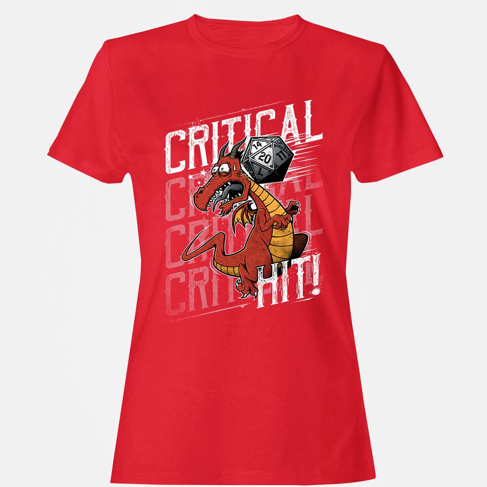 Funny Dragon Critical Hit Women's T-Shirt - Red - 13
