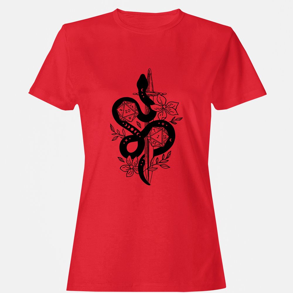 D20 Snake and Sword Women's T-Shirt - Red - 13