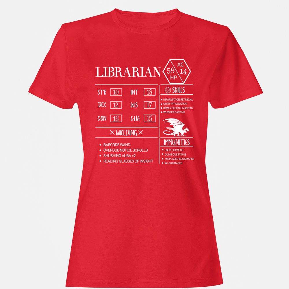 Librarian New Women's T-Shirt - Red - 13