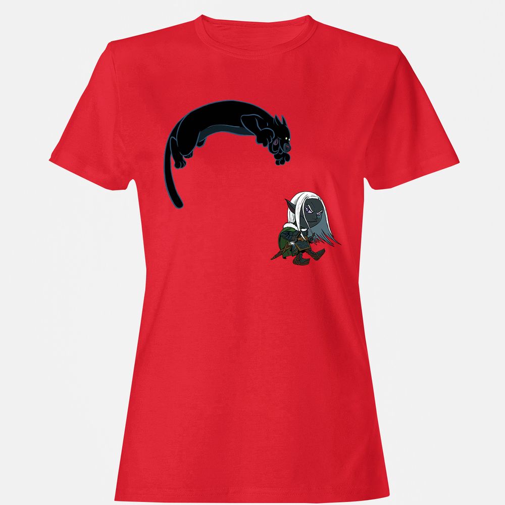 Drizzt And Guenhwyvar Women's T-Shirt - Red - 13