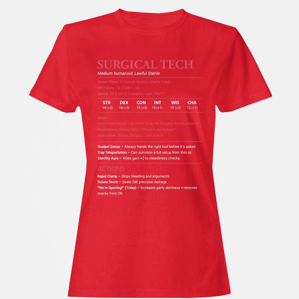 Surgical Tech Women's T-Shirt - Red - 13