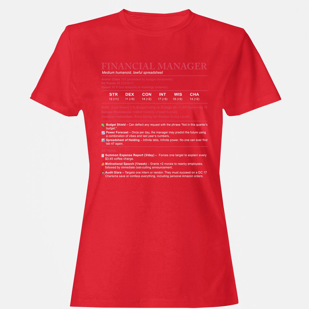 Financial Manager Stats Women's T-Shirt - Red - 13