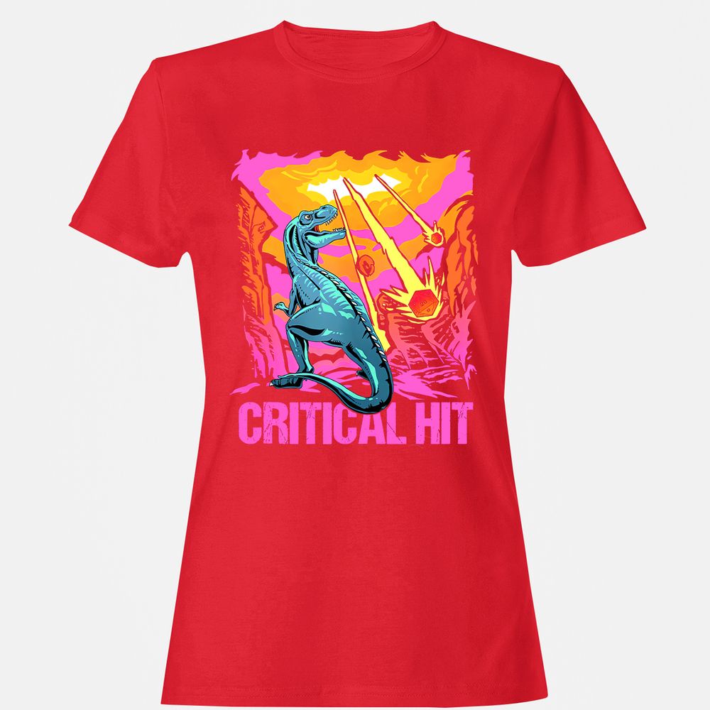 Dinosaur Critical Hit Women's T-Shirt - Red - 13