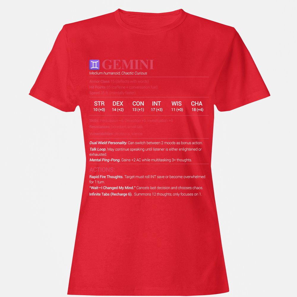 Gemini Stats Women's T-Shirt - Red - 13