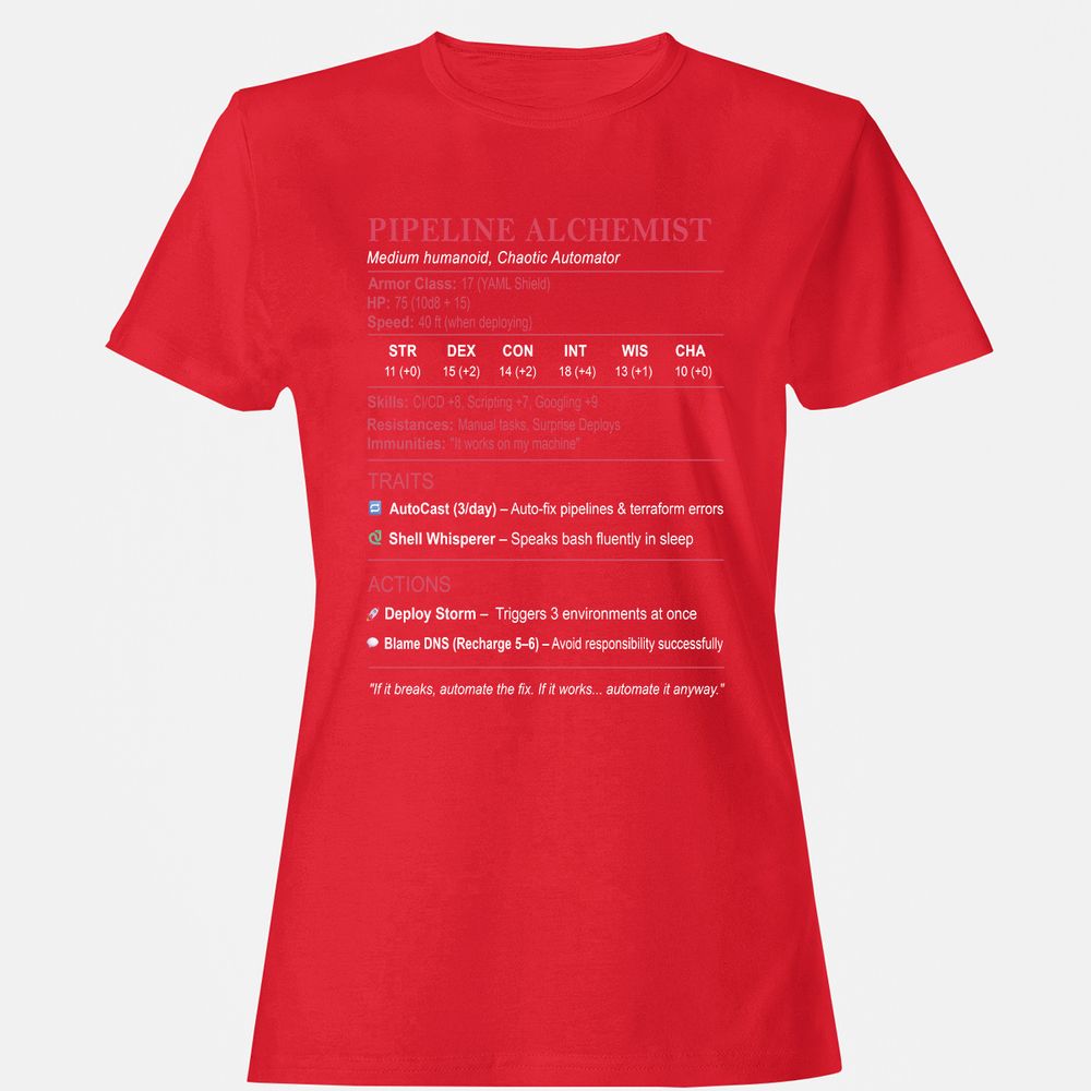 DEVOPS Stats (Pipeline Alchemist) Women's T-Shirt - Red - 13