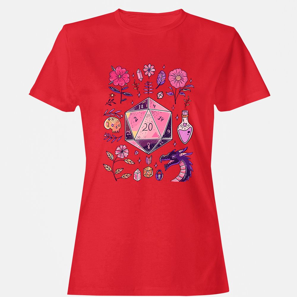 Mystic D20 Floral Dice Art - Red - 13