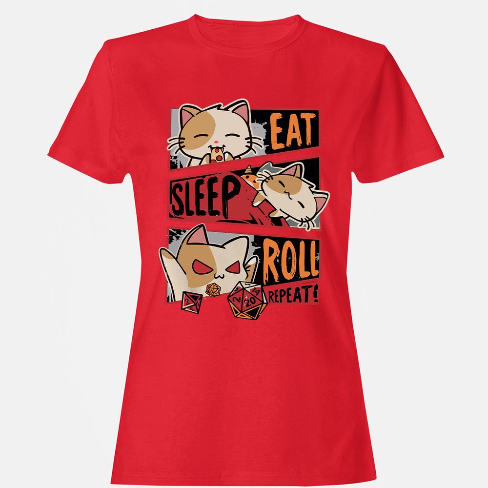 Eat Sleep Roll Repeat Women's T-Shirt - Red - 13