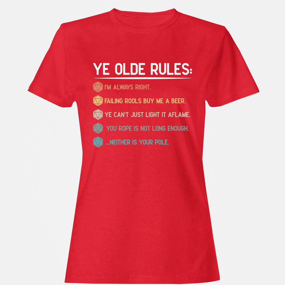 Dungeon Master Rules – Ye Olde RPG Women's T-Shirt - Red - 13